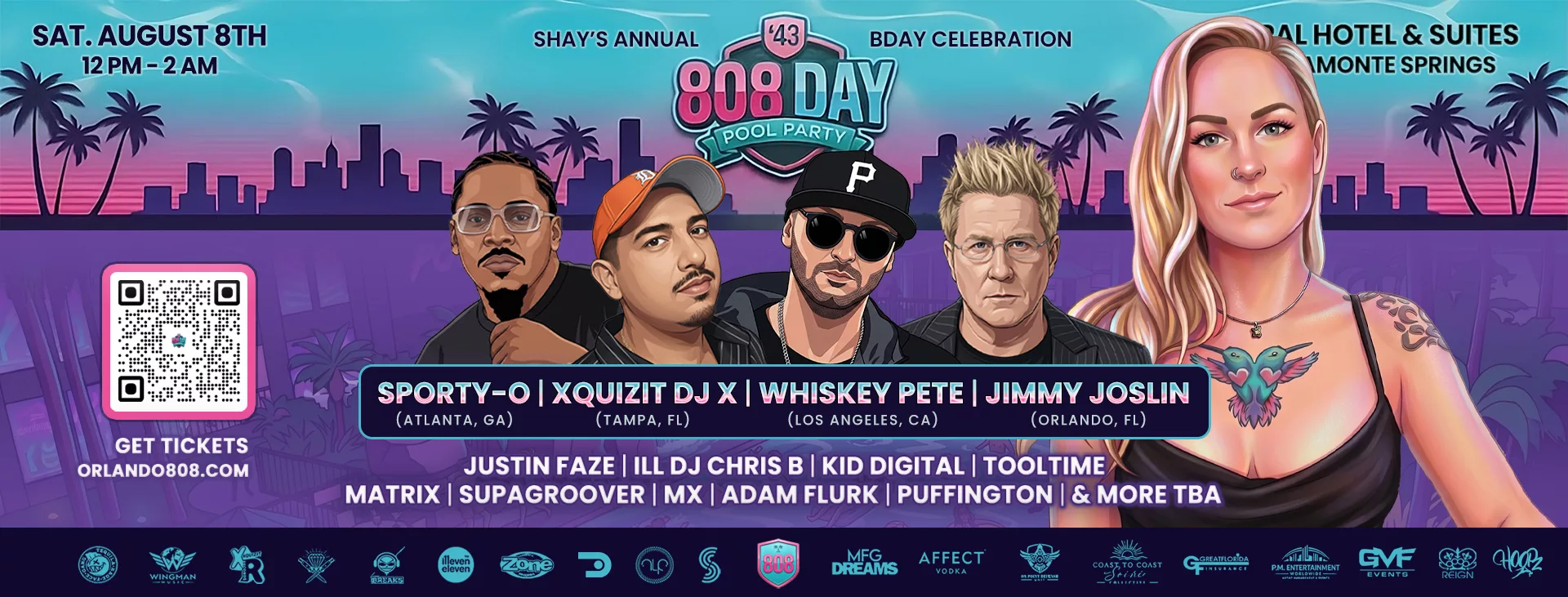 808 Day Pool Party - Official Lineup - Banner